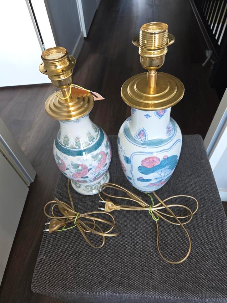 Set van 2 Chinese porseleinen tafellampen, Antiek en Kunst, Antiek | Lampen, Ophalen of Verzenden
