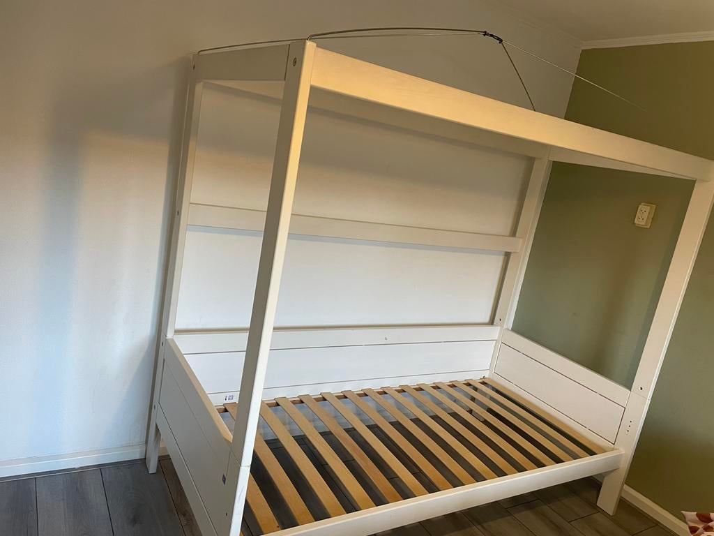 Lifetime basebed met hemelframe laag, Ophalen, 85 tot 100 cm, Zo goed als nieuw, Matras