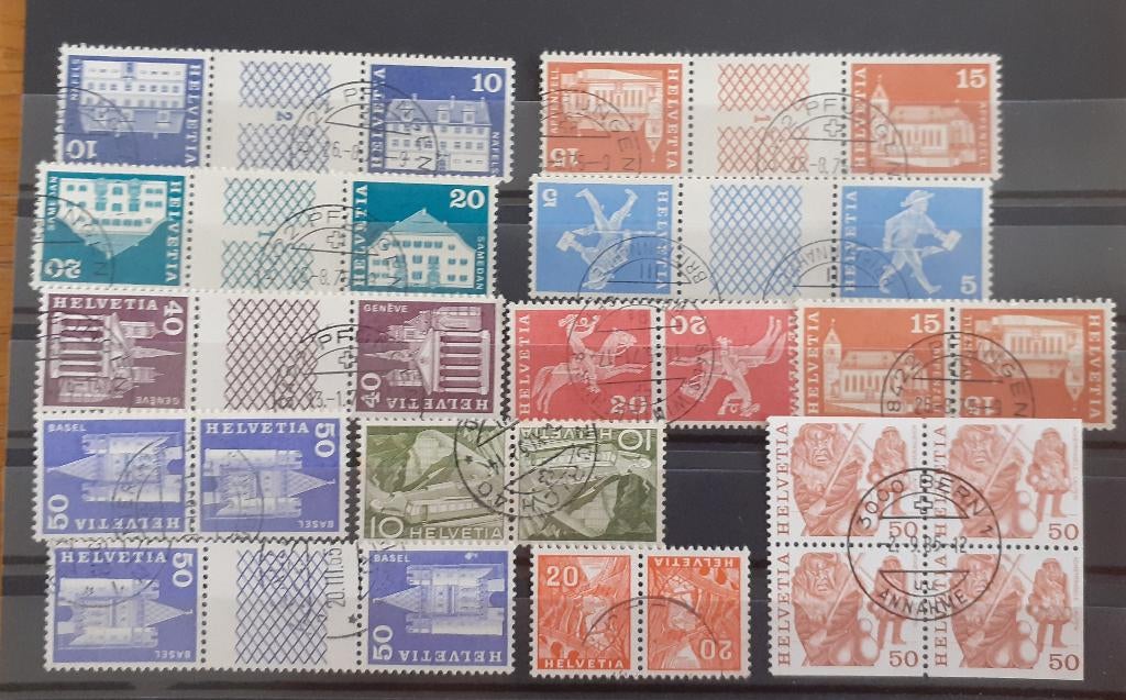 Zwitserland stockkaart Keerdrukken & combinaties gestempeld, Postzegels en Munten, Postzegels | Europa | Zwitserland, Ophalen of Verzenden