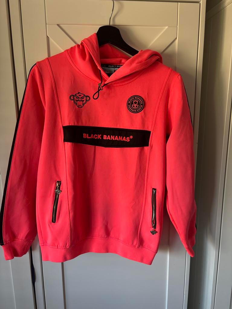 Black Bananas Hoody Maat 176 - Neon Roze met Zwart, Kinderen en Baby's, Kinderkleding | Maat 176, Ophalen of Verzenden, Gebruikt