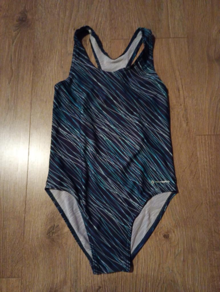 Mooi blauw gestreept badpak mt 134/140, Kinderen en Baby's, Kinderkleding | Kinder-zwemkleding, Zo goed als nieuw, Badpak, Maat 134