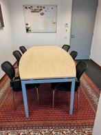 Vergadertafel met 6 bijpassende stoelen, Ophalen, Gebruikt, 120 cm, Beige