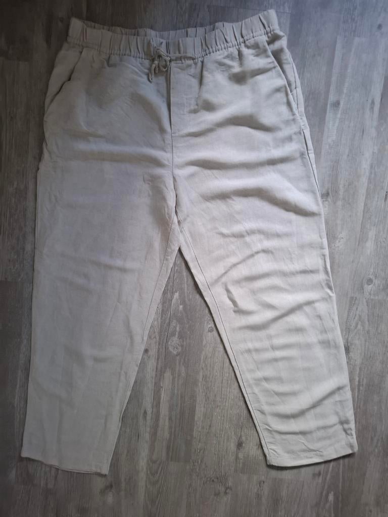 Linnen broek van H&M, maat M, Ophalen of Verzenden, Zo goed als nieuw, Beige, Lang