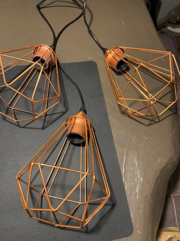 Nieuwe industriële hanglamp 3-lichts koper / zwart, Ophalen of Verzenden, Nieuw, 75 cm of meer