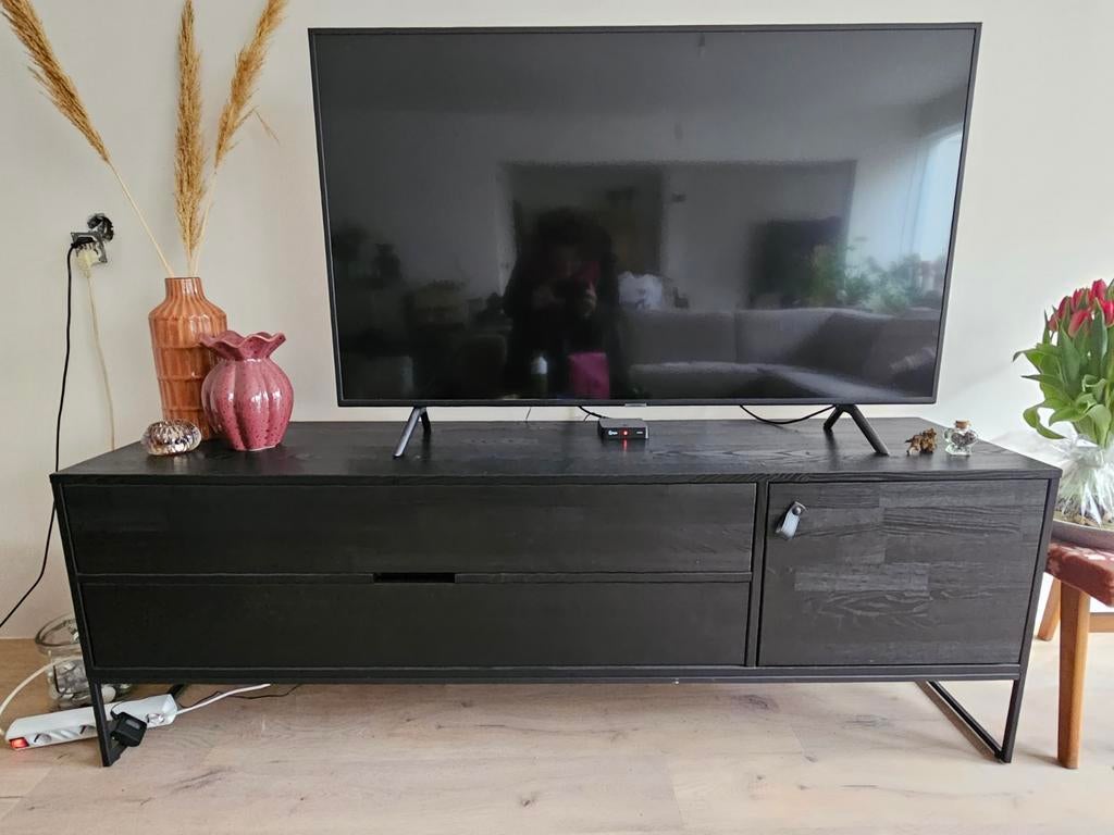 TV kast Woood Silas zwart, Huis en Inrichting, Kasten | Dressoirs, 150 tot 200 cm, 25 tot 50 cm, Metaal, Ophalen