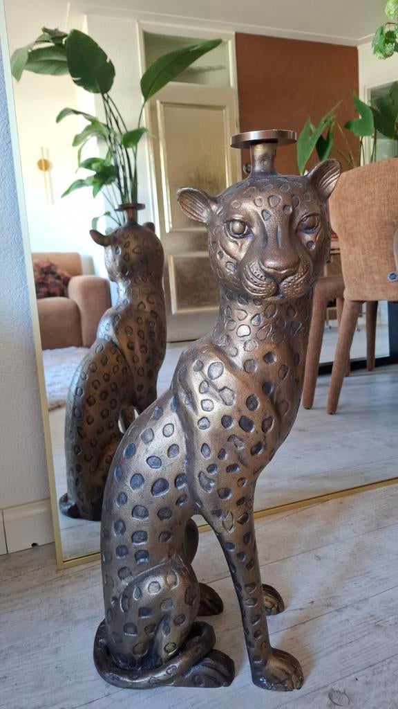 Messing brass beeld luipaard zwaar, Ophalen, Zo goed als nieuw