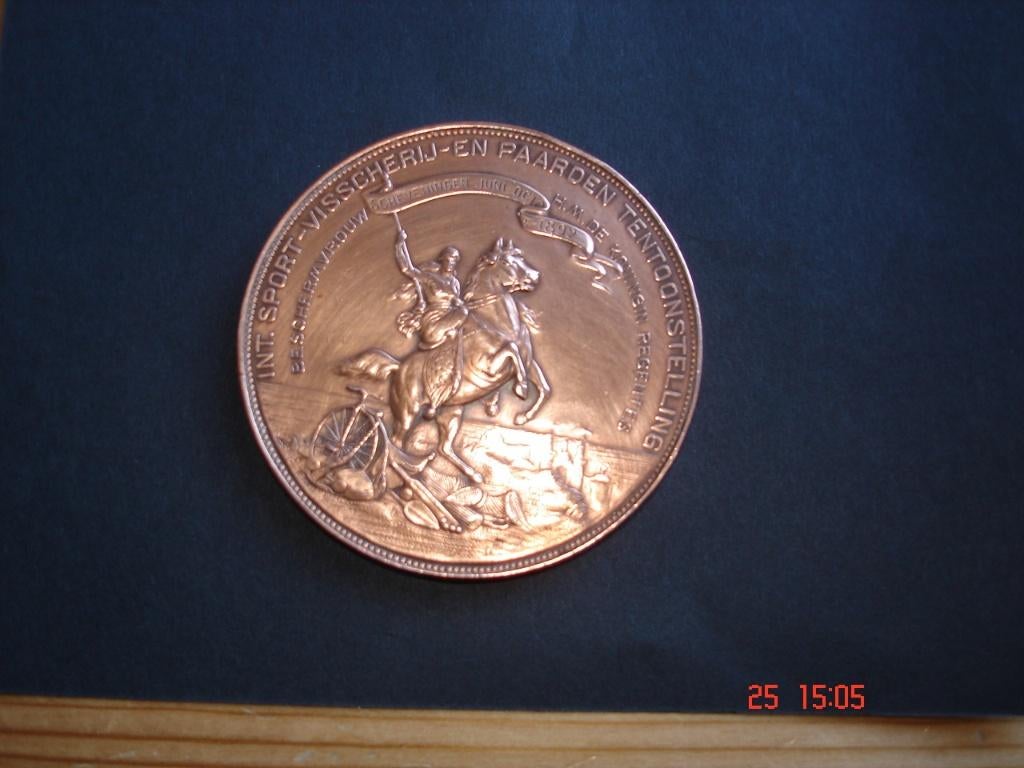 Penning. Int. Sport-Visscherij-en Paarden Tentoonstelling, Postzegels en Munten, Penningen en Medailles, Ophalen of Verzenden