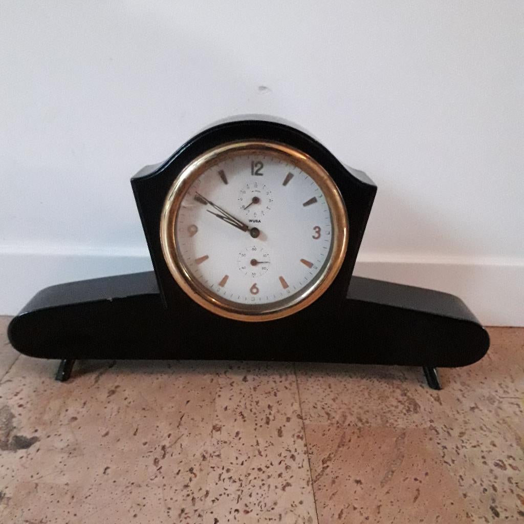 Oude klassieke klok tafelklok schoorsteenklok Wuba dec.1959, Antiek en Kunst, Ophalen of Verzenden