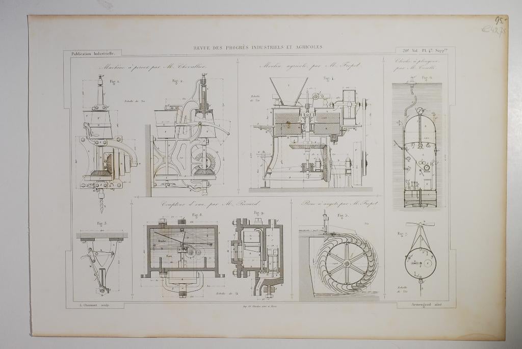 industriële en agrarische vooruitgang - Antieke illustraties, Verzamelen, Verzenden, Voor 1940, Gebruikt, Overige onderwerpen