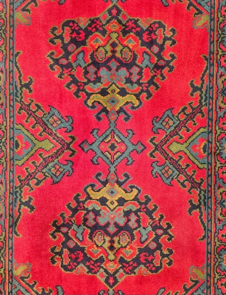 Vintage oosters wol Kazak vloerkleed loper rood 73x250cm, Persian Perzisch vintage oosters hype, Gebruikt, 200 cm of meer, Niet van toepassing (Vintage item)