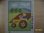 NIEUW Voorbedrukt stramien boer op tractor. Ook DMC garen, Hobby en Vrije tijd, Borduren en Borduurmachines, Ophalen of Verzenden