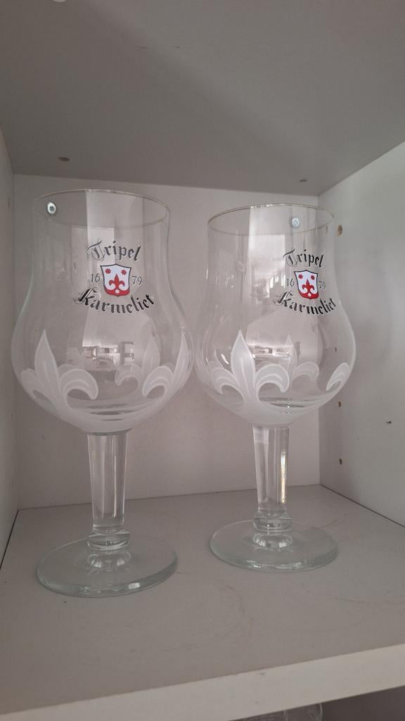 2 Tripel karmeliet Glazen, Ophalen, Zo goed als nieuw, Glas of Glazen, Overige merken