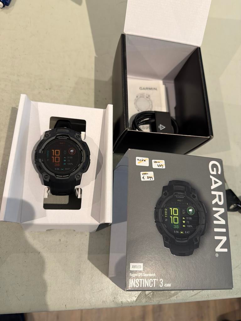 Garmin Instinct 3 45 mm AMOLED Smartwatch nieuw, Afstand, Zwart, Ophalen of Verzenden, Zo goed als nieuw