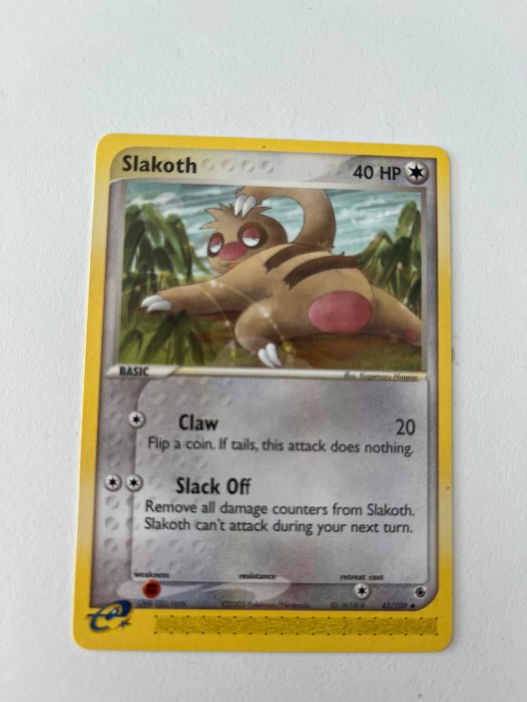 Pokémon Kaart: Slakoth (45/109) - EX Ruby & Sapphire, Ophalen of Verzenden, Zo goed als nieuw, Losse kaart