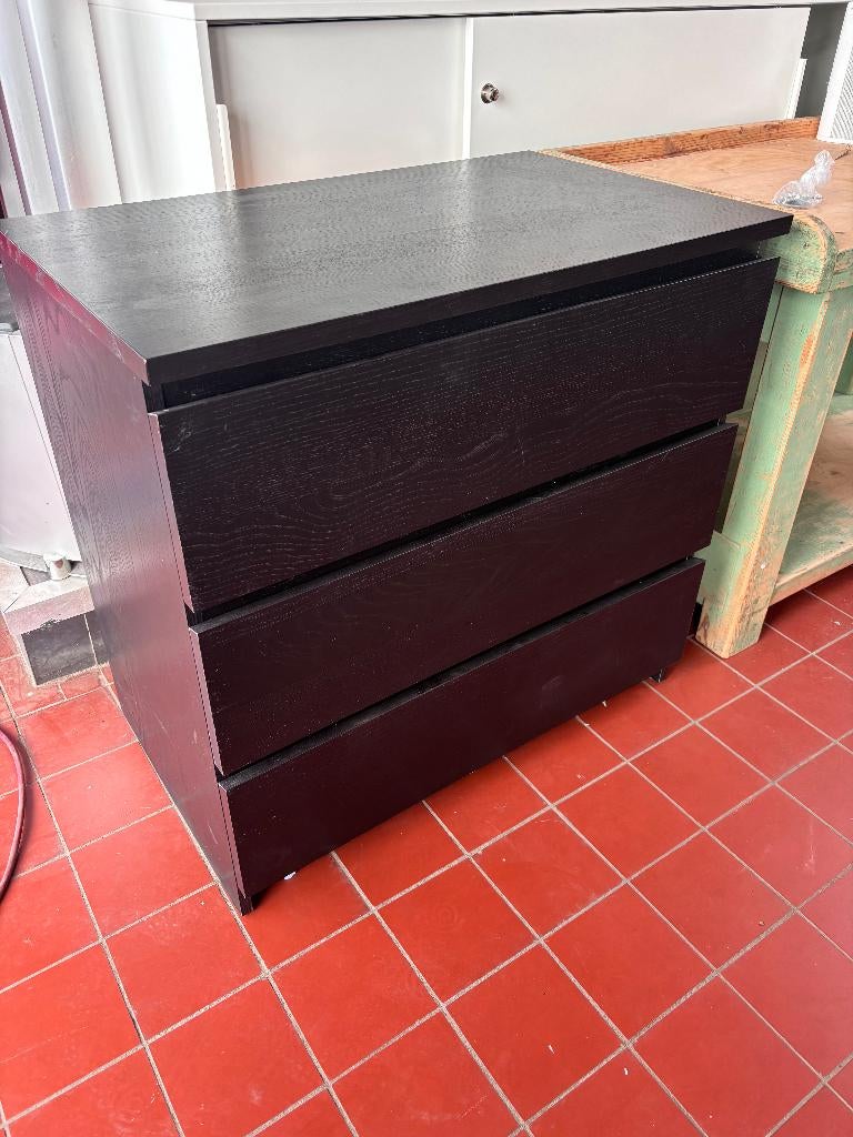 IKEA Malm Ladekast Zwart Houtfineer, Huis en Inrichting, Kasten | Ladekasten, Ophalen, Overige materialen, Gebruikt, 50 tot 100 cm
