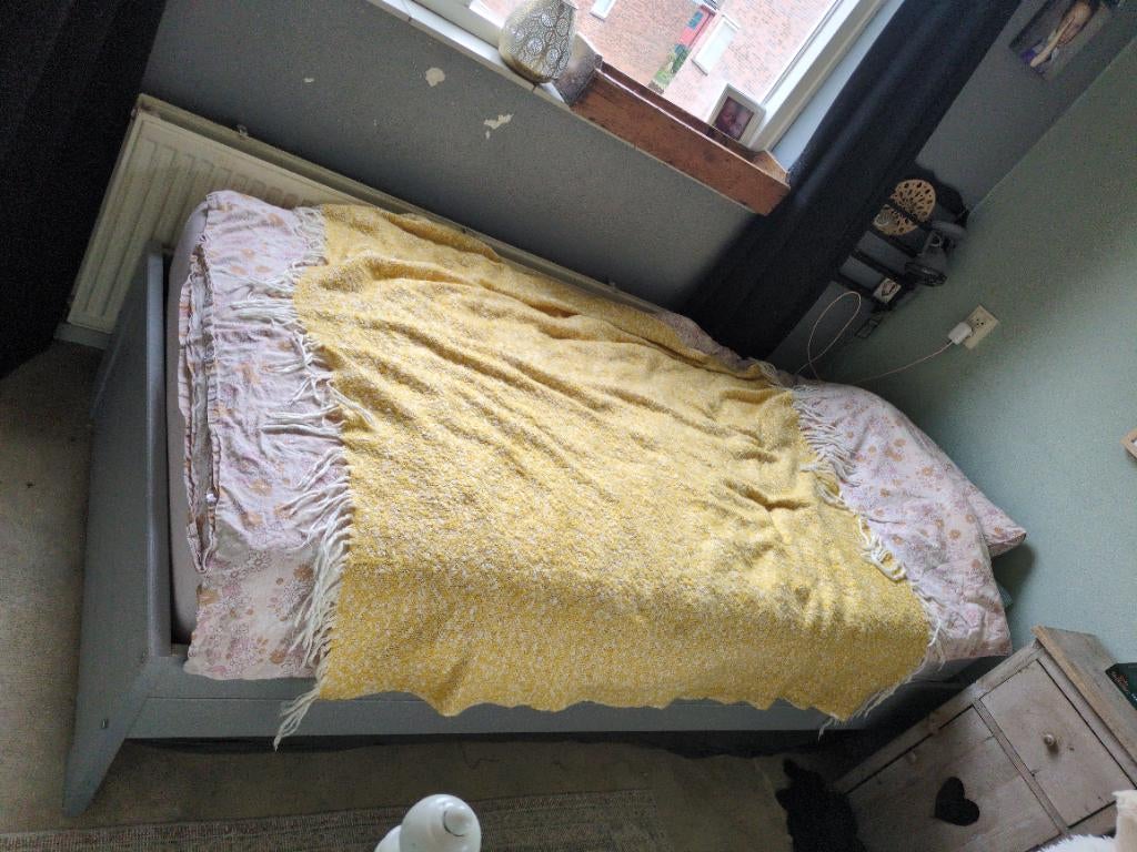 Eenpersoonsbed hout, Ophalen, Gebruikt, 90 cm, Eenpersoons