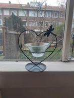 Hartvormige Kandelaar met Libelle Decoratie, Zwart, Ophalen of Verzenden, Zo goed als nieuw, Metaal