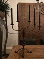 Smeedijzeren 6 armige kandelaar sober sleets robuust, Ophalen