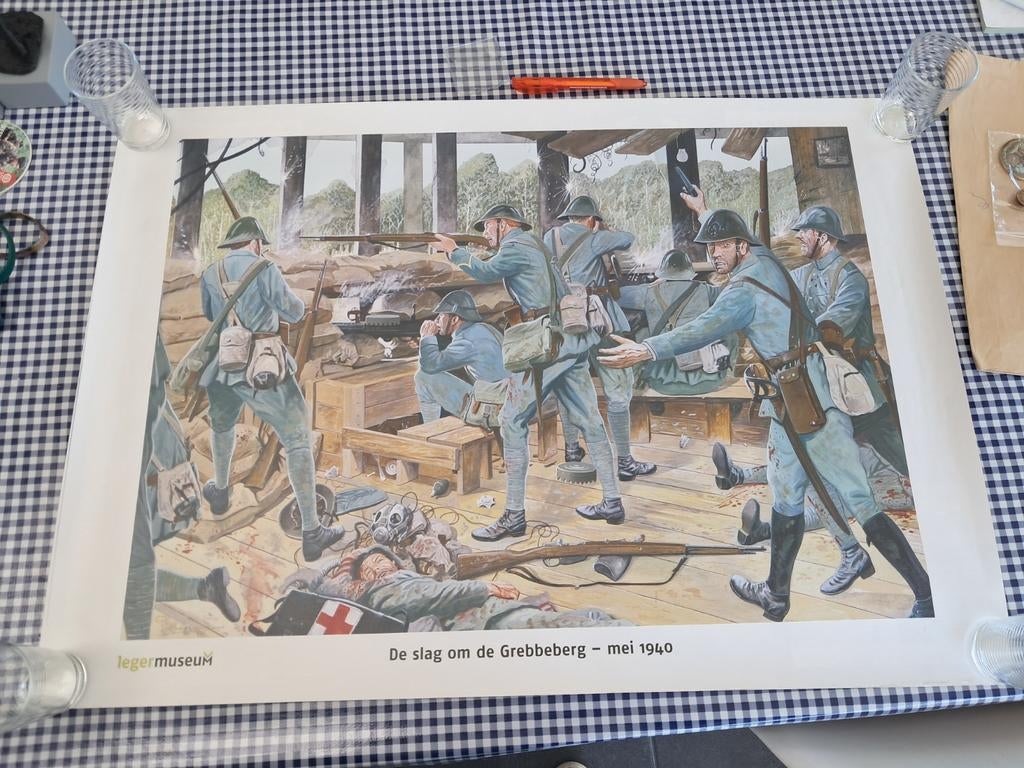 Poster De slag om de Grebbeberg mei 1940, Verzamelen, Ophalen of Verzenden, Nederland