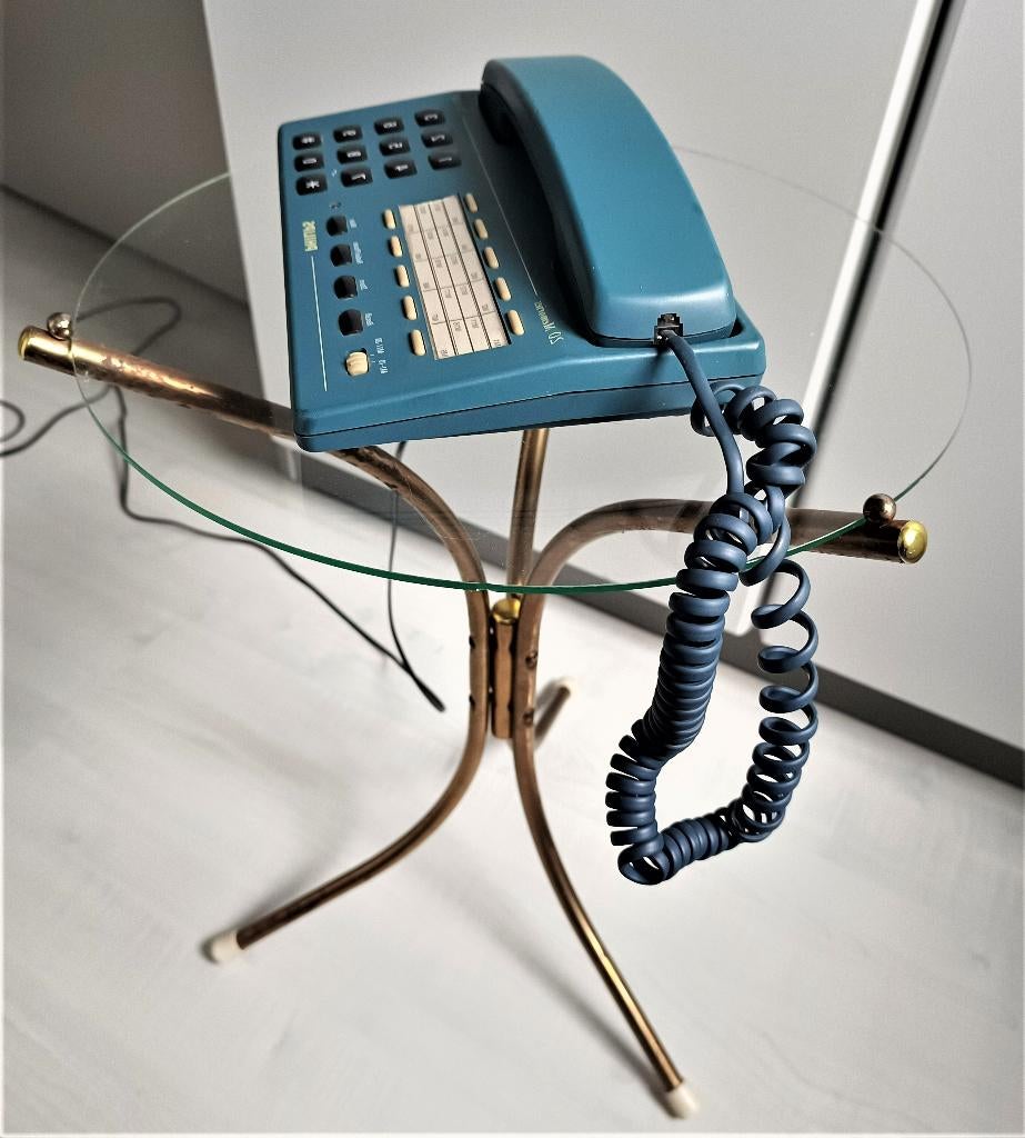 vintage tafeltje - buizen frame met glasplaat -wijntafel 60s, Ophalen