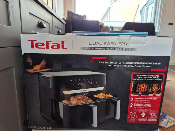 Tefal Dual Easy Fry heteluchtfriteuse - 8.3L helemaal nieuw!, Witgoed en Apparatuur, Frituurpannen, Nieuw, 4 liter of meer, Duo-friteuse