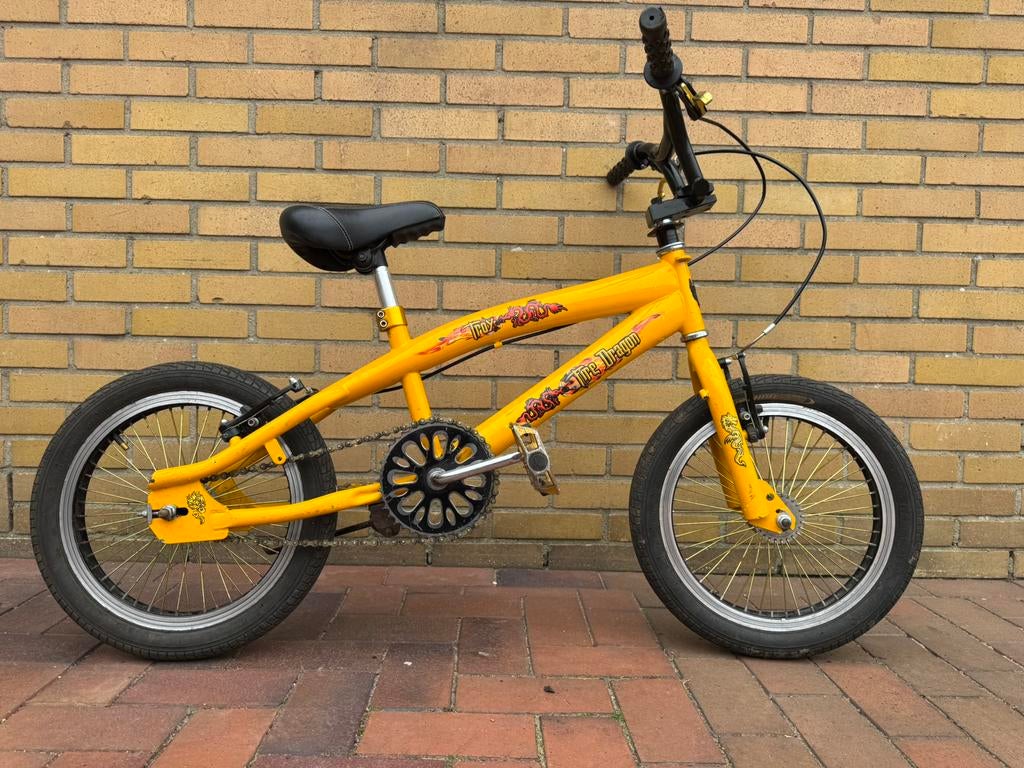 Bmx jongensfiets kinderfiets 16 inch geel, Fietsen en Brommers, Ophalen, Staal, Voetsteunen, 16 tot 20 inch