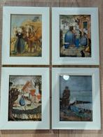 Set van 4 ingelijste boekillustraties J. van Hoboken, Ophalen of Verzenden