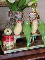 Jeanne Reed's Barbotine Vogels Parkiet vaas planten pot, Ophalen of Verzenden