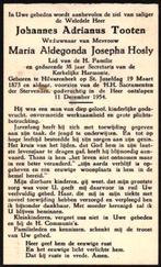 Tooten Johannes Adrianus 1873-1954 Hilvarenbeek, Ophalen of Verzenden