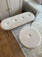 H&M Home ronde poef kruk velvet fluweel goud beige, Ophalen, Rond, Minder dan 50 cm, Zo goed als nieuw