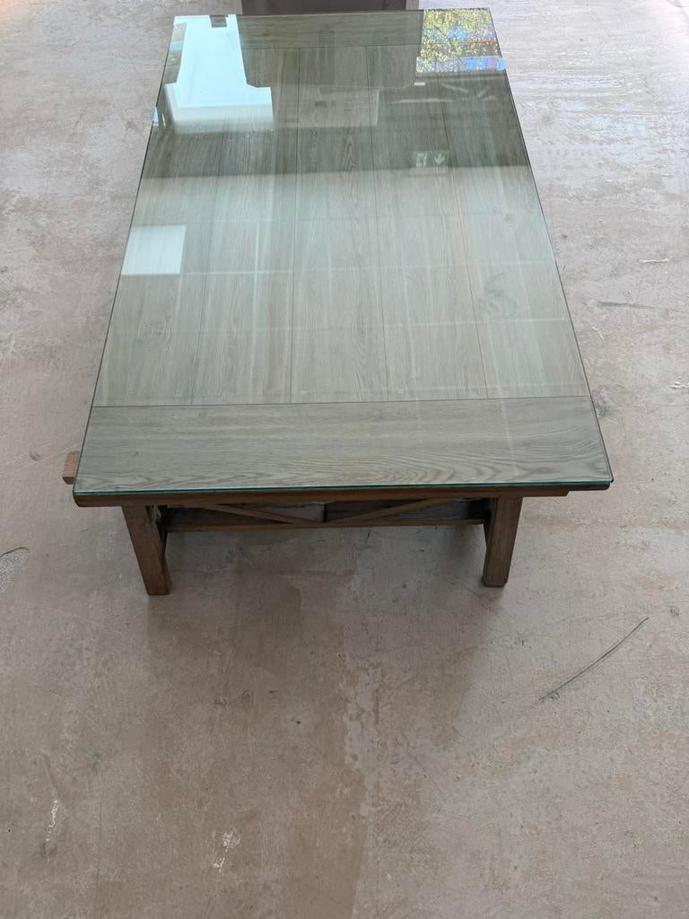 Salontafel met glasplaat eichholtz 170x100, Huis en Inrichting, Tafels | Salontafels, Ophalen, 100 tot 150 cm, 50 tot 100 cm, Zo goed als nieuw