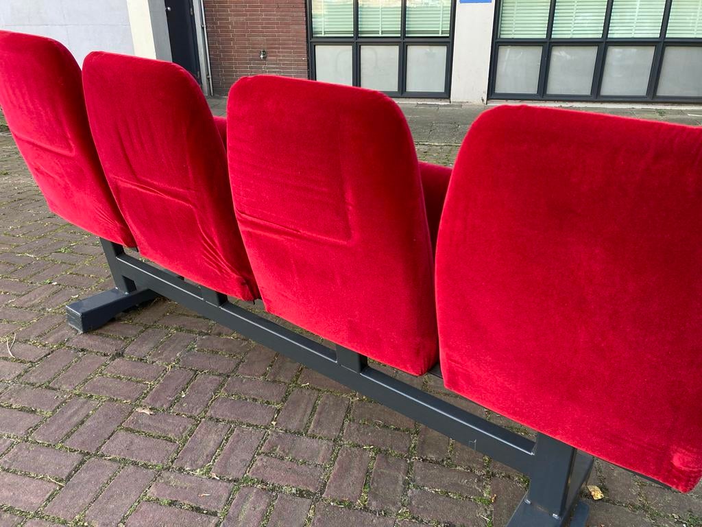 Set van 4 rode theaterstoelen, Ophalen, Gebruikt, Vier, Stof