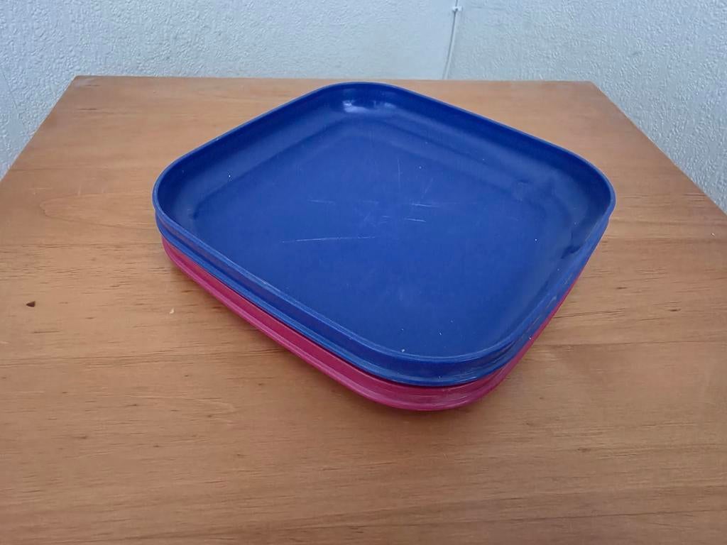2 Tupperware borden - Blauw en Roze, Huis en Inrichting, Keuken | Tupperware, Ophalen of Verzenden, Blauw, Overige typen
