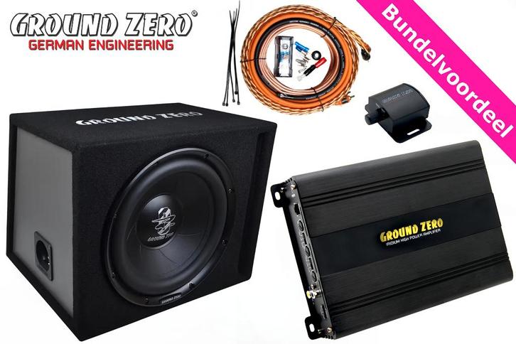 Ground Zero GZIB 30BR + Versterker + Kabelset **Bass Set**, Auto diversen, Autospeakers, Nieuw, Ophalen of Verzenden