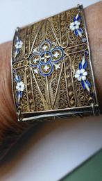 Antieke Zilveren Filigrein Panelen Armband Emaille decoratie, Sieraden, Tassen en Uiterlijk, Antieke sieraden, Verzenden, Zilver