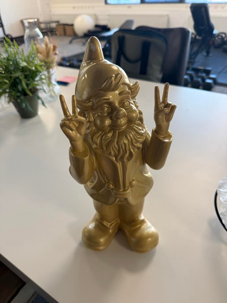 Gouden Stoobz peace kabouter 32 cm, Ophalen of Verzenden, Nieuw