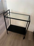 Leuk bijzettafeltje en/of drankkarretje, Huis en Inrichting, Tafels | Sidetables, Ophalen, 50 tot 100 cm, Zo goed als nieuw, Glas