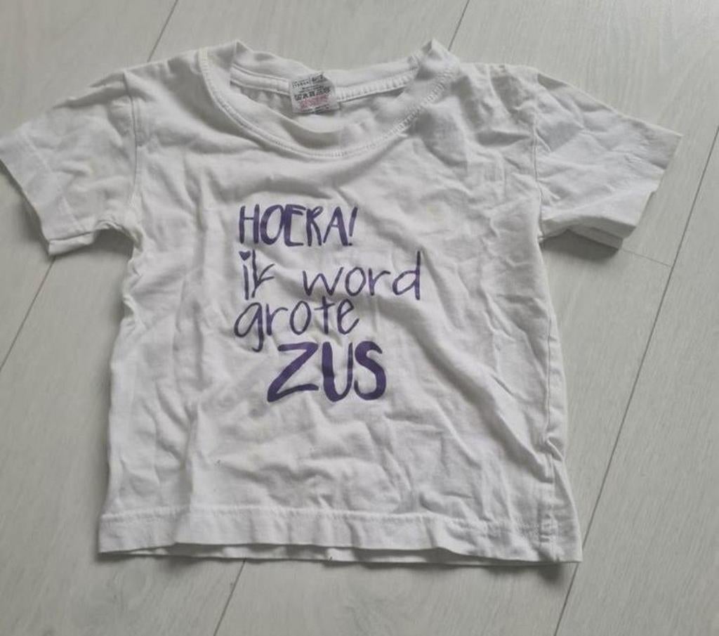 Hoera ik word grote zus 68/74, Kinderen en Baby's, Babykleding | Maat 68, Ophalen of Verzenden, Gebruikt, Meisje, Shirtje of Longsleeve