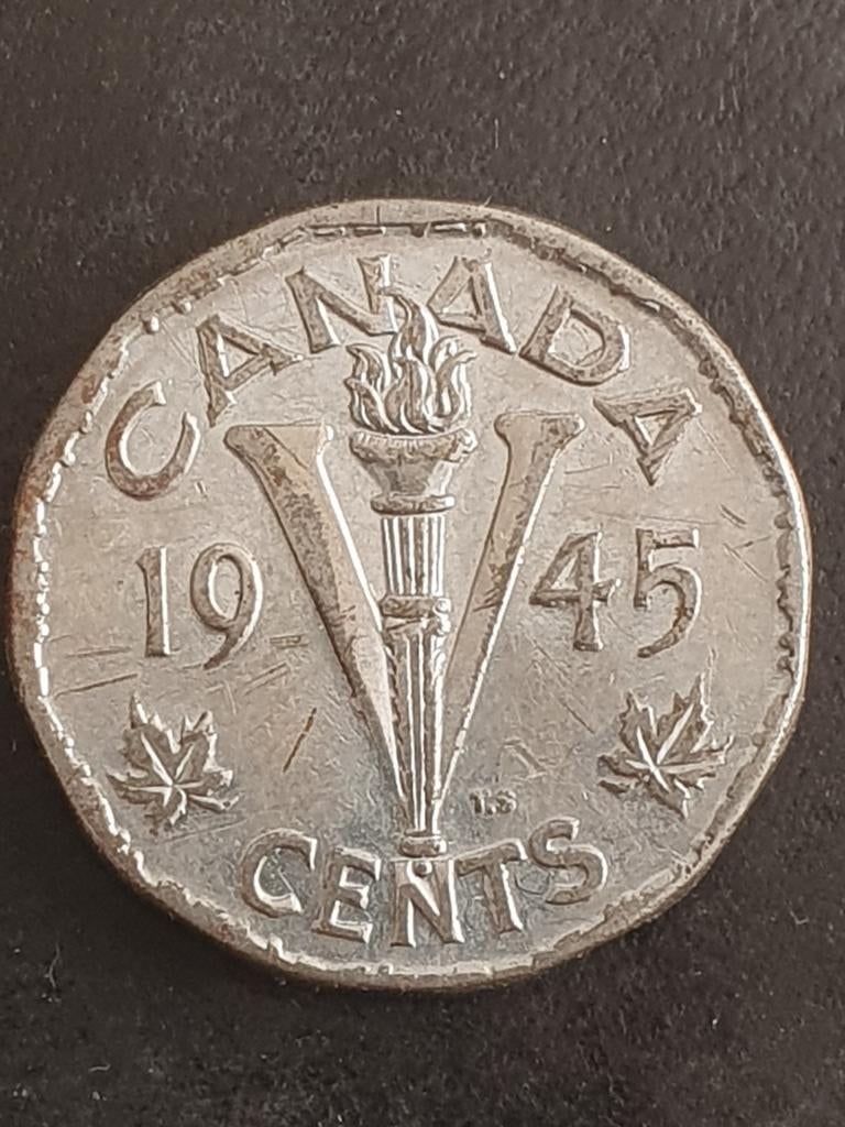 5 Cent munt uit 1945 Canada., Ophalen of Verzenden, Noord-Amerika, Losse munt