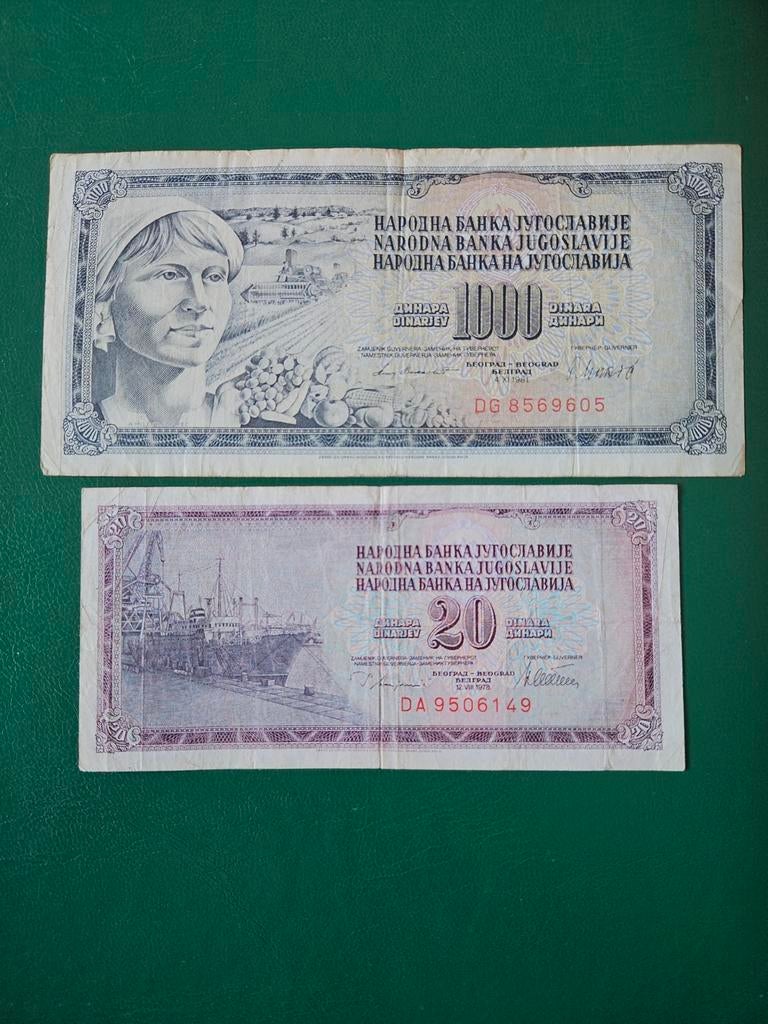 20 en 1000 dinara Joegoslavië set, Postzegels en Munten, Bankbiljetten | Europa | Niet-Eurobiljetten, Ophalen of Verzenden, Joegoslavië
