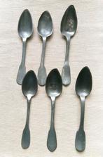 6 tinnen lepels, Ophalen of Verzenden