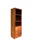 Vintage teakhouten boekenkast, Dyrlund ‘70, Met plank(en), Vintage retro buisframe design rotan webbing papercord deens, Teakhout