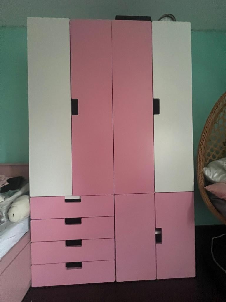 Te koop: roze-witte kledingkast, Huis en Inrichting, Kasten | Kledingkasten, Gebruikt, 50 tot 100 cm, 150 tot 200 cm, 25 tot 50 cm