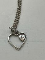 Vintage Zilveren (925) Ketting met Hartje Hanger, Ophalen of Verzenden, Gebruikt, Zilver, Met hanger