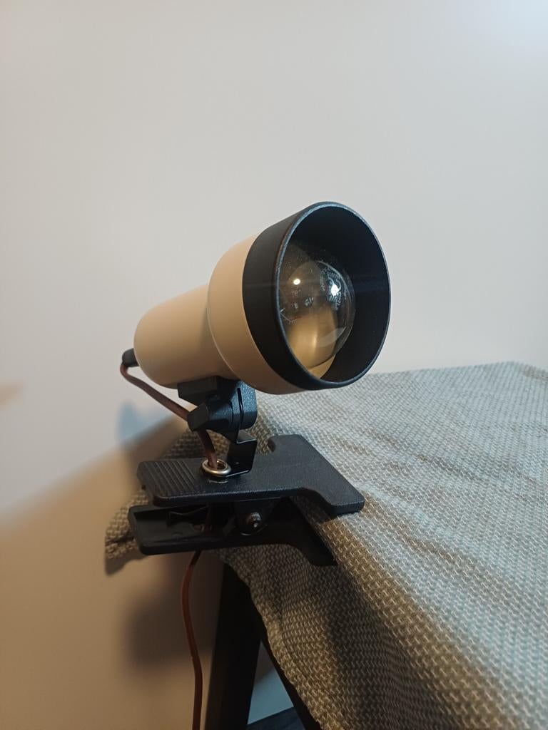 Vintage Klemlampje - Crème met Zwart Accent, Ophalen of Verzenden, Gebruikt, Vintage, Retro