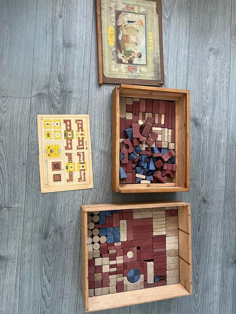 Anker bouwstenen (2 dozen) inclusief originele bouwtekeninge, Antiek en Kunst, Antiek | Speelgoed, Ophalen