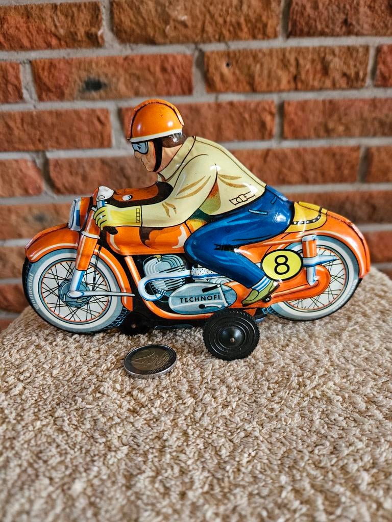 Technofix no 8 motorfiets, blikken speelgoed uit jaren '60, Ophalen of Verzenden