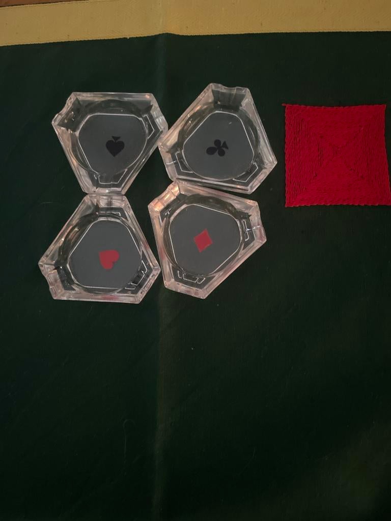 Bridge asbakjes speelkaart asbakken glas vintage, Vintage, Meerkleurig, Ophalen of Verzenden, Zo goed als nieuw