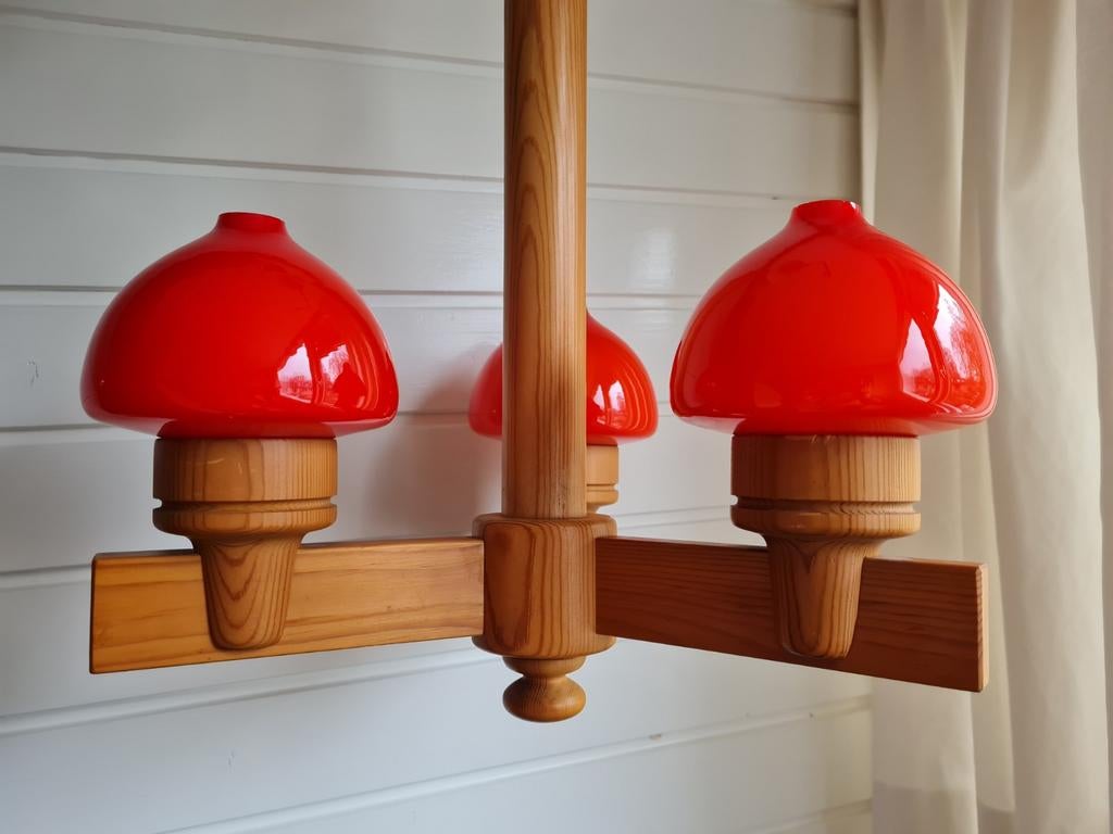 Aneta Växjö zweeds design Uno Dahlen hanglamp '70 vintage, Retro, Zweeds, Ophalen of Verzenden, Minder dan 50 cm, Glas