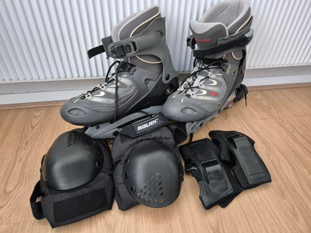 Salomon heren skeelers maat 45 2/3 met bescherming, Sport en Fitness, Skeelers, Ophalen, Gebruikt, Heren, Salomon
